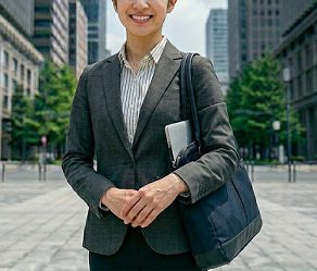 通勤向けノートPCトートバッグを持つ女性